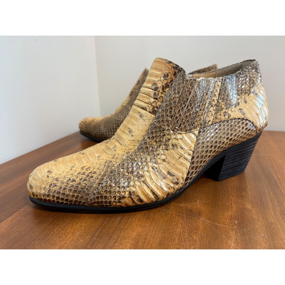 Giorgio Brutini Mens 9.5 M Genuine Snakeskin Ankle Boots Brown Tan Vintage West